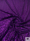 Prabal Gurung Double-Scalloped Fine Sequins on Tulle - Metallic Violet