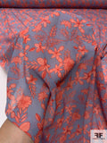 Famous NYC Designer Sketch Floral Printed Polyester Chiffon - Coral / Strawberry / Periwinkle