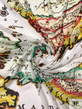 Adam Lippes Ancient Historical Map Printed Polyester Chiffon - Multicolor / White