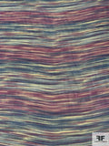 Streaky Hazy Striped Printed Viscose Georgette - Pastel Lime / Denim Blue / Purple