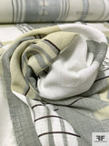 Made in Japan Painterly Tracks Printed Lightly Crinkled Rayon Challis - Light Sage / Grey Sage / Off-White