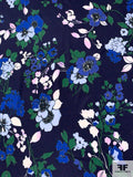 Floral Printed Rayon Georgette - Navy / Blue / Evergreen / Soft Orchid