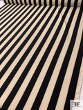 Vertical Striped Printed Heavy Polyester Crepe - Black / Beige