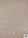 Circles Printed Hammered Polyester Charmeuse - Champagne / White / Black