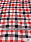 Jagged Gingham Printed Polyester Chiffon - Red / Black / White