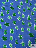 Italian Prabal Gurung Watercolor Leaf Printed Stretch Viscose Jersey Knit - Cornflower Blue / Sea Green