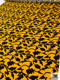 Italian Prabal Gurung Floral Silhouette Printed Stretch Viscose Jersey Knit - Golden Yellow / Black