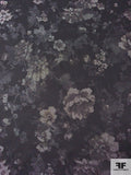 Shadow Floral Printed Stretch Cotton Denim - Smokey Grey / Black