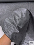 Distressed-Look Micro Animal Pattern Printed Stretch Fine Cotton Denim - Steel Grey