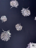 Prabal Gurung Floral Satin Jacquard Brocade with Lurex Detailing - Midnight Navy / White / Silver