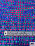 Swiss Small Plaid Textured Cloqué Jacquard Brocade with Glossy Finish - Hot Pink / Blue / Green