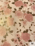 Ralph Lauren Italian Metallic Foil Printed Broadcloth Silk - Champagne / Blush Rose / Tan