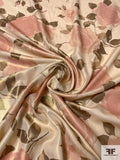Ralph Lauren Italian Metallic Foil Printed Broadcloth Silk - Champagne / Blush Rose / Tan