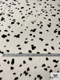 Cow Spot Matte-Side Printed Viscose Crepe Back Satin - Ivory / Black
