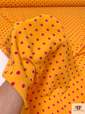 Polka Dot Printed Polyester Twill-Crepe - Tangerine / Magenta