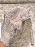 Made in Germany Floral Toile Printed Sheer Viscose Voile-Shantung - Belvedere Cream / Dove Purple