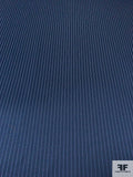 Vertical Pinstriped Satin Striped Stretch Polyester Sateen - Navy / Dove Purple