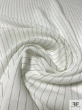 Veritcal Pinstriped Printed Striped Polyester Twill-Crepe - Off-White / Navy