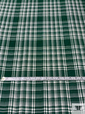 Italian Yarn-Dyed Plaid Viscose Shirting - Evergreen / White