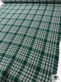 Italian Yarn-Dyed Plaid Viscose Shirting - Evergreen / White