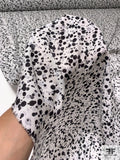 Splatter Dots Matte-Side Printed Polyester Crepe Back Satin - Black / Grey / Off-White
