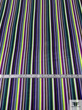 Vertical Striped Printed Viscose Satin - Multicolor