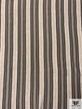 Made in Germany Vertical Striped Lightweight Printed Viscose Crepon - Shades of Taupe
