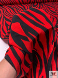 Zebra Printed Fine Polyester Crepe - Red / Black