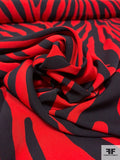 Zebra Printed Fine Polyester Crepe - Red / Black