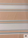 Horizontal Multi-Size Striped Stretch Cotton-Poly Suiting - Peachy Nude / Sage / Off-White