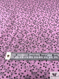 Miniature Hearts on Stems Printed Rayon Challis Twill - Pink / Black / Grey