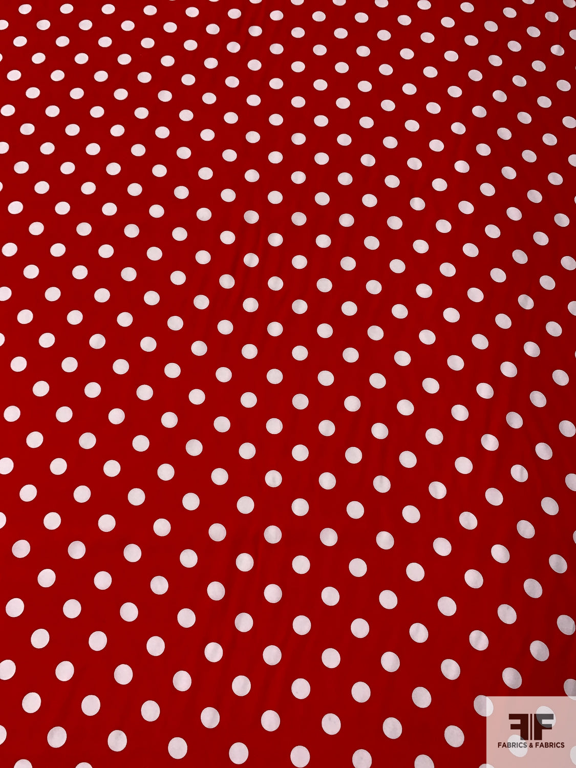 Classic Polka Dot Printed Rayon Blitz Panel - Bright Red / White