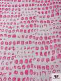 Brushstroke Spots Printed Polyester Organza - Bubblegum Pink / Off-White