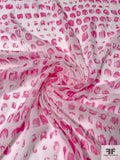 Brushstroke Spots Printed Polyester Organza - Bubblegum Pink / Off-White