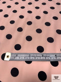 Classic Polka Dot Printed Rayon Blitz Panel - Blush Pink / Black