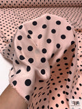Classic Polka Dot Printed Rayon Blitz Panel - Blush Pink / Black