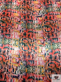 Abstract Animal-Like Pattern Printed Stretch Polyester Satin - Multicolor