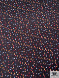 Confetti Printed Crinkled Polyester Satin Chiffon - Black / Multicolor