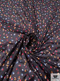 Confetti Printed Crinkled Polyester Satin Chiffon - Black / Multicolor