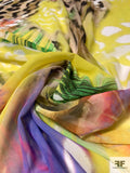 Tropical Inspired Printed Polyester Chiffon - Yellow / Multicolor