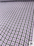 Geometric Plaid Printed Polyester Chiffon - Lavender / Black / Off-White
