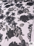 Floral Printed Polyester Chiffon - White / Grey / Charcoal