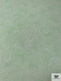 Tropical Leaf Printed Polyester Crepe de Chine - Mint / White