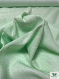 Tropical Leaf Printed Polyester Crepe de Chine - Mint / White