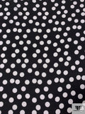 Italian Polka Dot Printed Stretch Viscose Georgette - Black / White