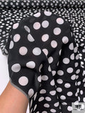 Italian Polka Dot Printed Stretch Viscose Georgette - Black / White