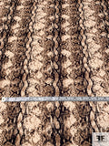 Hazy Snakeskin Printed Stretch Polyester Crepe with Mechanical Stretch - Tan / Beige / Black