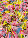 Bright Pixelated Collage Printed Rayon Crepon - Multicolor