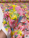 Bright Pixelated Collage Printed Rayon Crepon - Multicolor