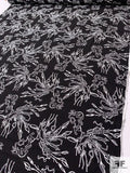 Abstract Printed Washed-Look Rayon Crepe-Twill with Mechanical Stretch - Black / White